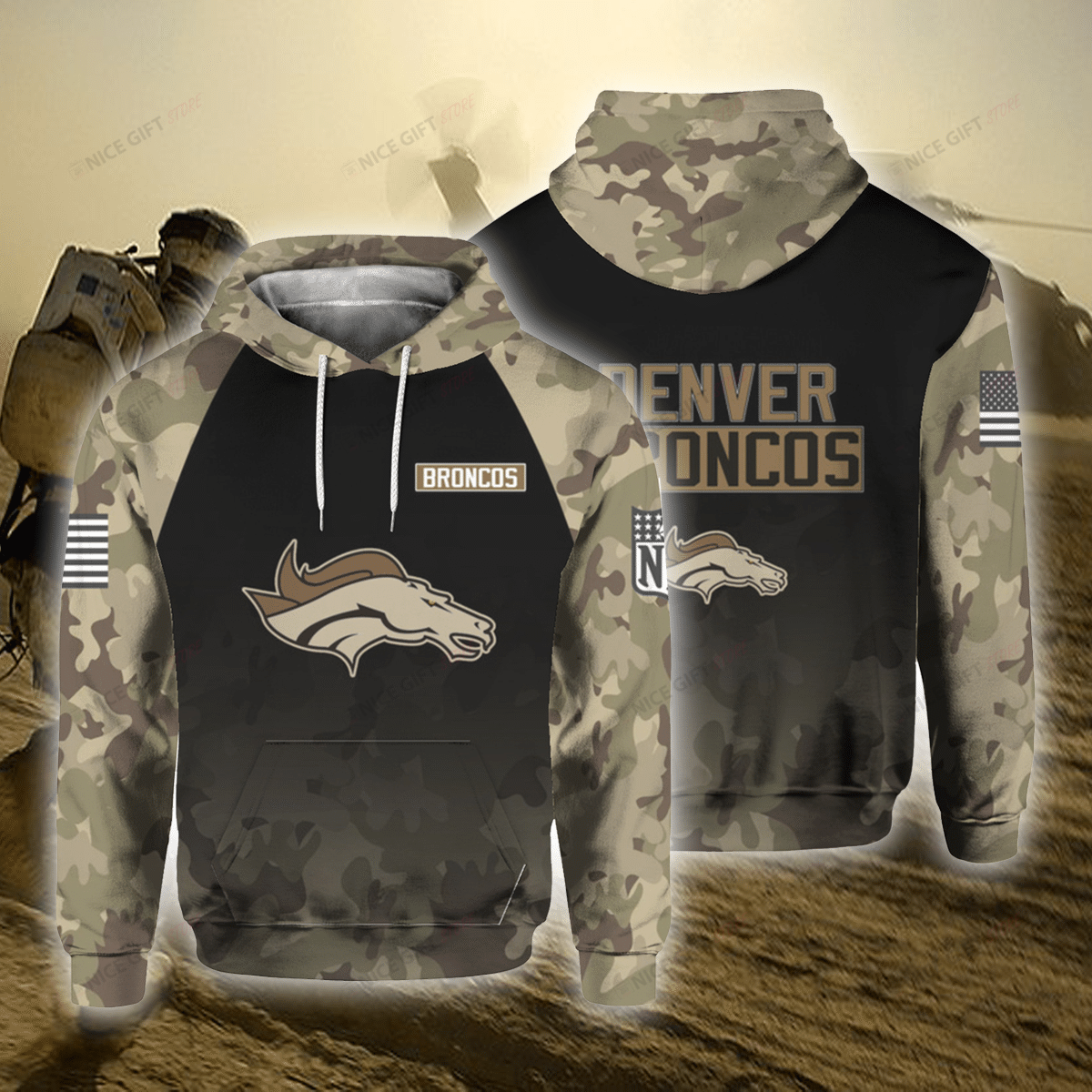 NFL Denver Broncos Camouflage 3D Hoodie Gift For Fans