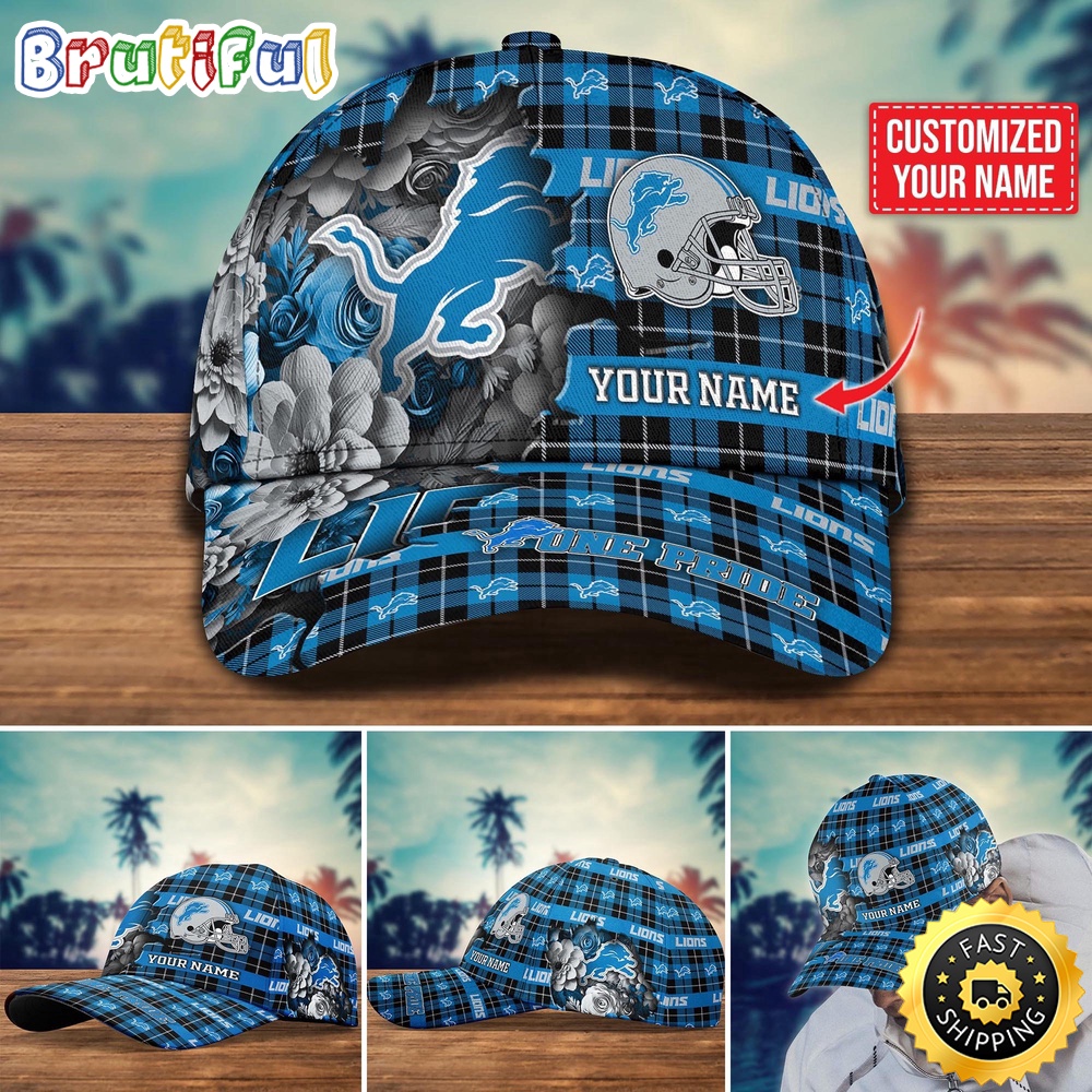 NFL Detroit Lions Baseball Cap Flower Trending Custom Cap