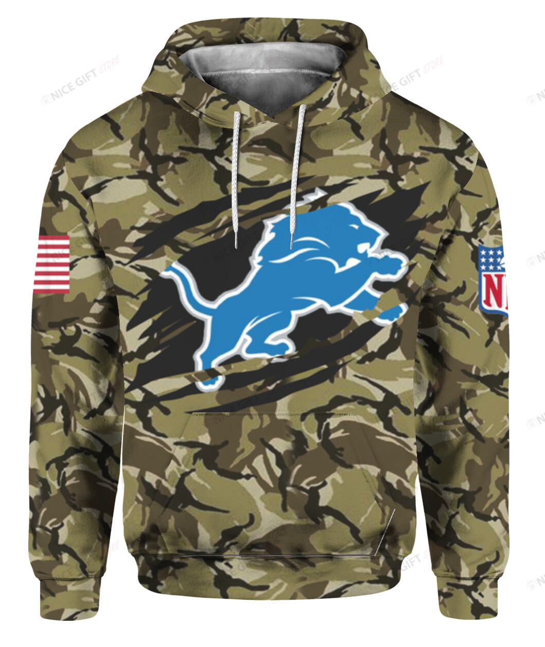 NFL Detroit Lions Camouflage 3D Hoodie Gift For Fans