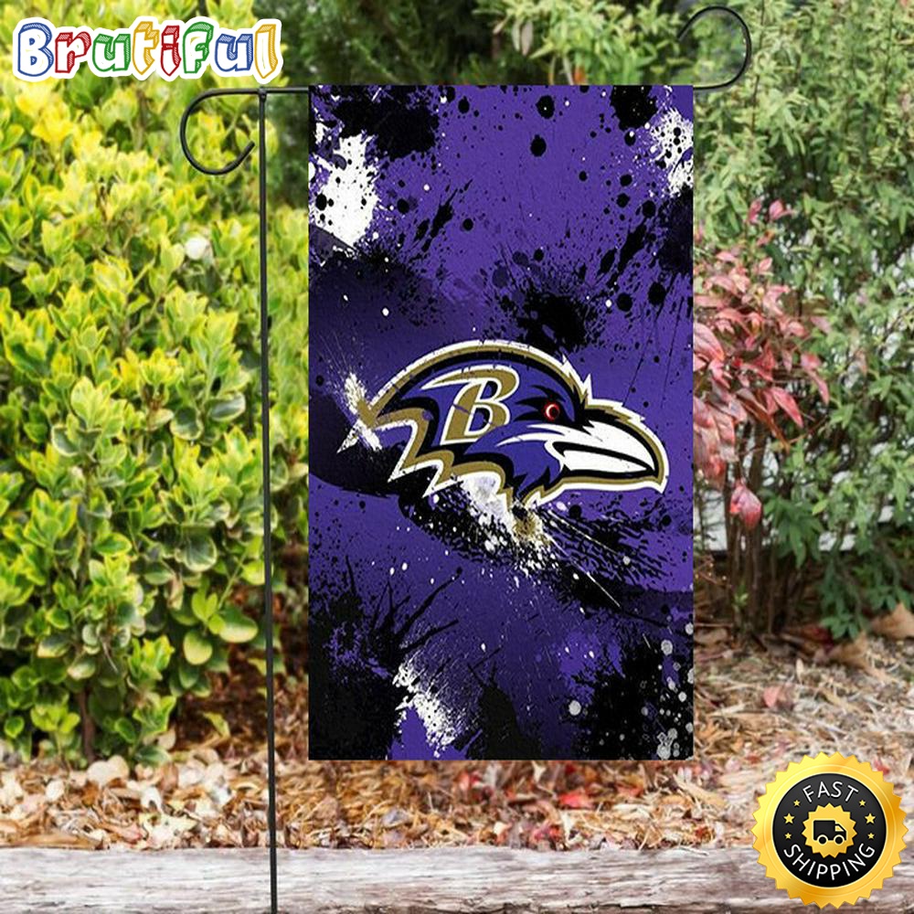 Nfl Garden Flags Baltimore Ravens Logo Brush2 Double Sided Printing Garden Flag Ravens Garden Flags