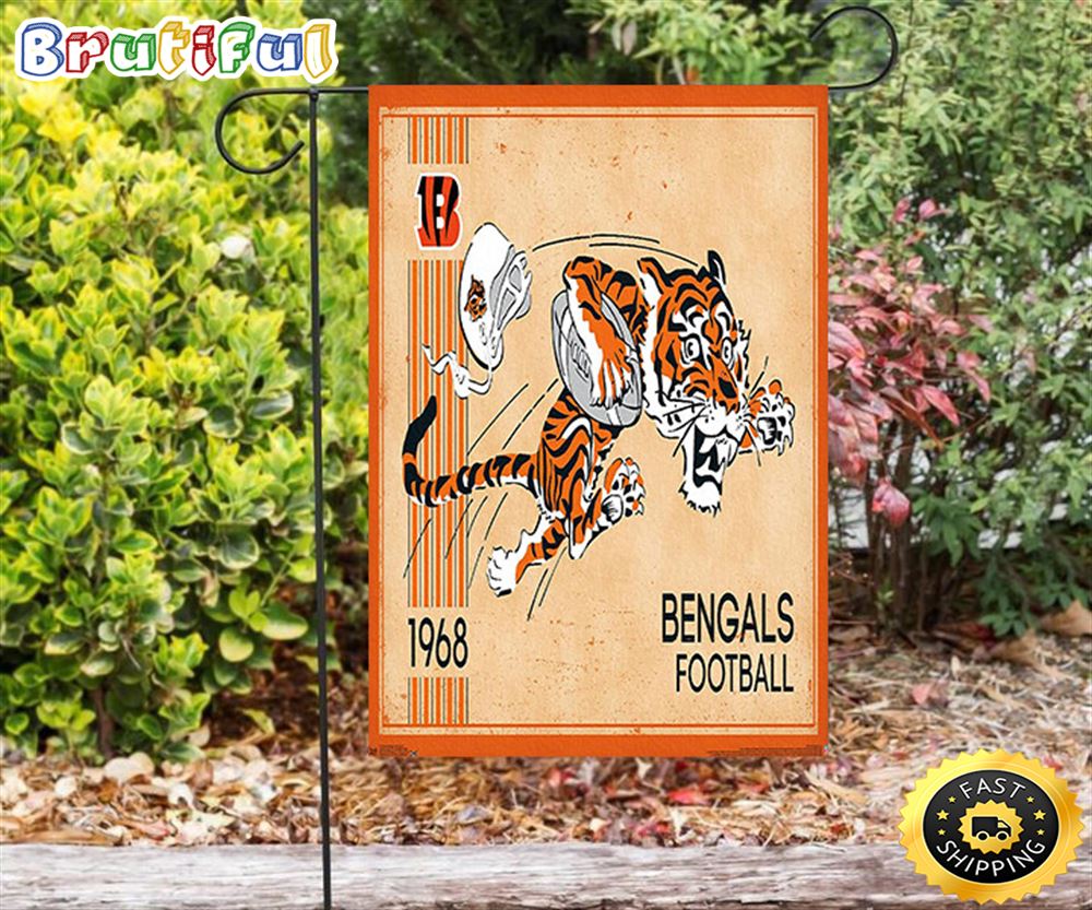 Nfl Garden Flags Cincinnati Bengals Emblem 1968 Double Sided Printing Garden Flag Bengals Garden Flags