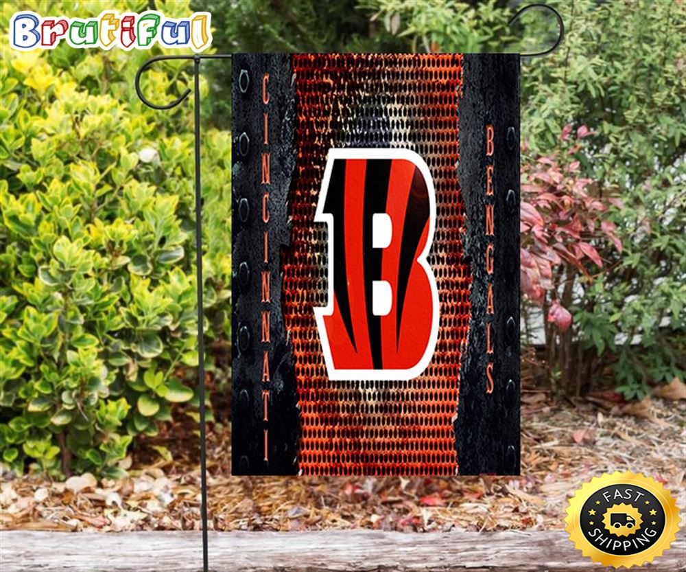Nfl Garden Flags Cincinnati Bengals Emblem Metal2 Double Sided Printing Garden Flag Bengals Garden Flags