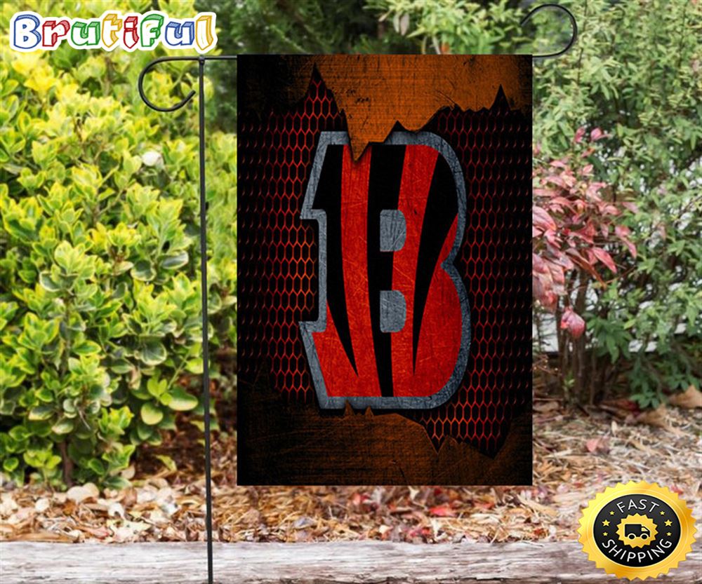 Nfl Garden Flags Cincinnati Bengals Emblem Metal Double Sided Printing Garden Flag Bengals Garden Flags
