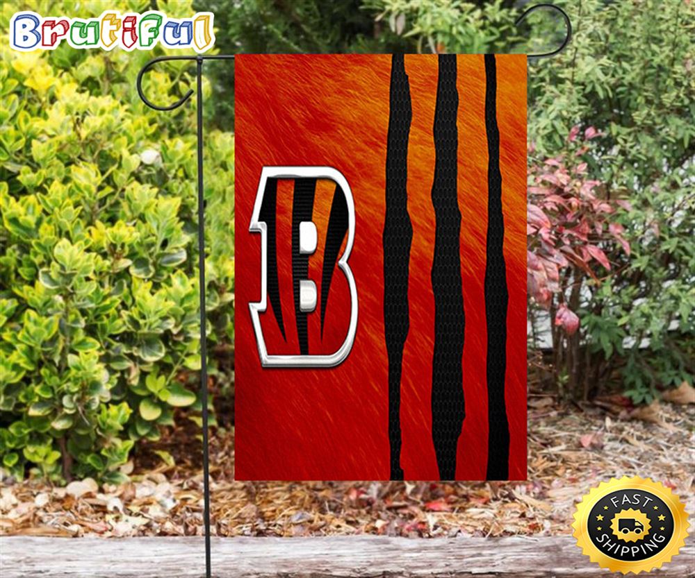 Nfl Garden Flags Cincinnati Bengals Emblem Scratch Double Sided Printing Garden Flag Bengals Garden Flags