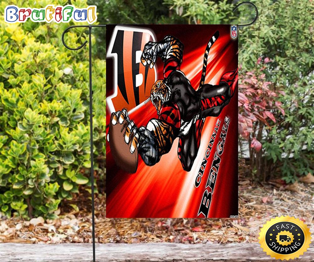 Nfl Garden Flags Cincinnati Bengals Emblem Tiger Flying Double Sided Printing Garden Flag Bengals Garden Flags