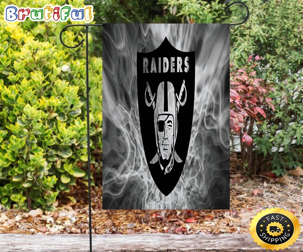 Nfl Garden Flags Las Vegas Raiders Logo Smoke Double Sided Printing Garden Flag Raiders Garden Flags