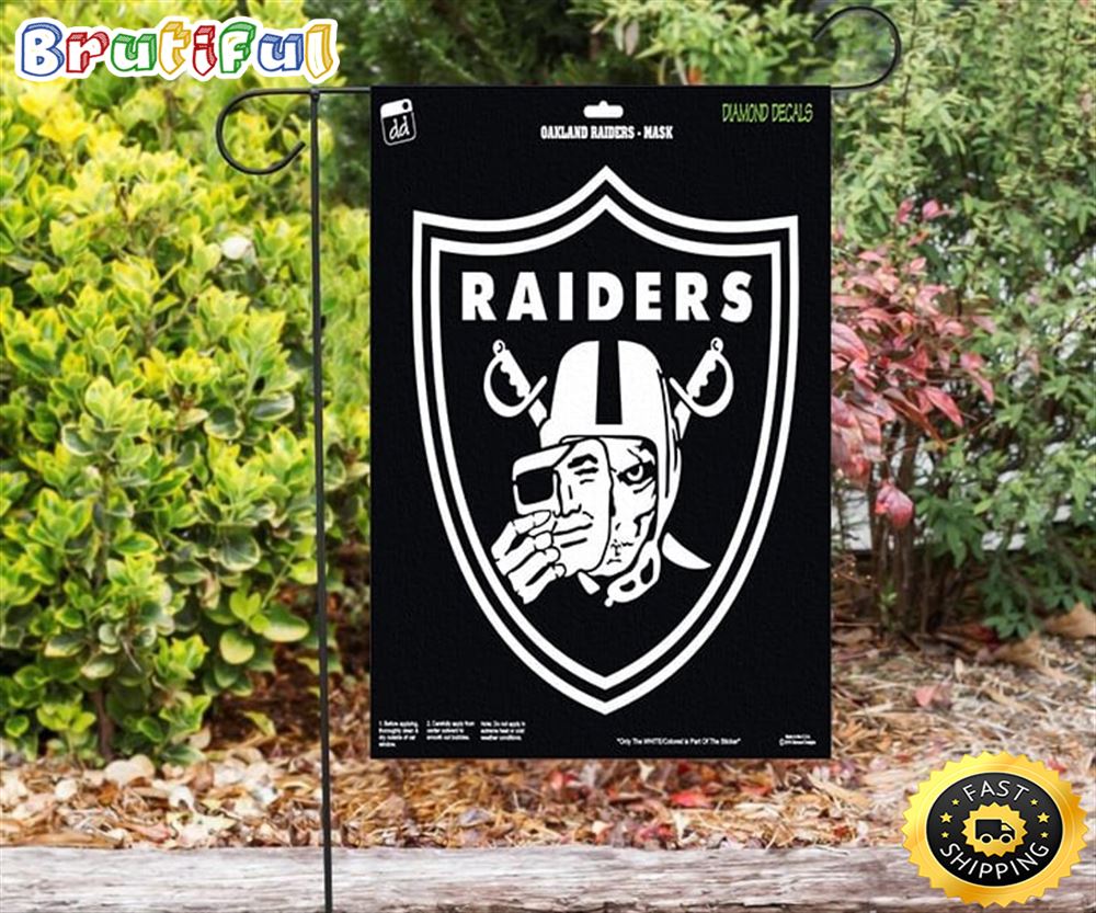 Nfl Garden Flags Las Vegas Raiders Mask Skull Double Sided Printing Garden Flag Raiders Garden Flags