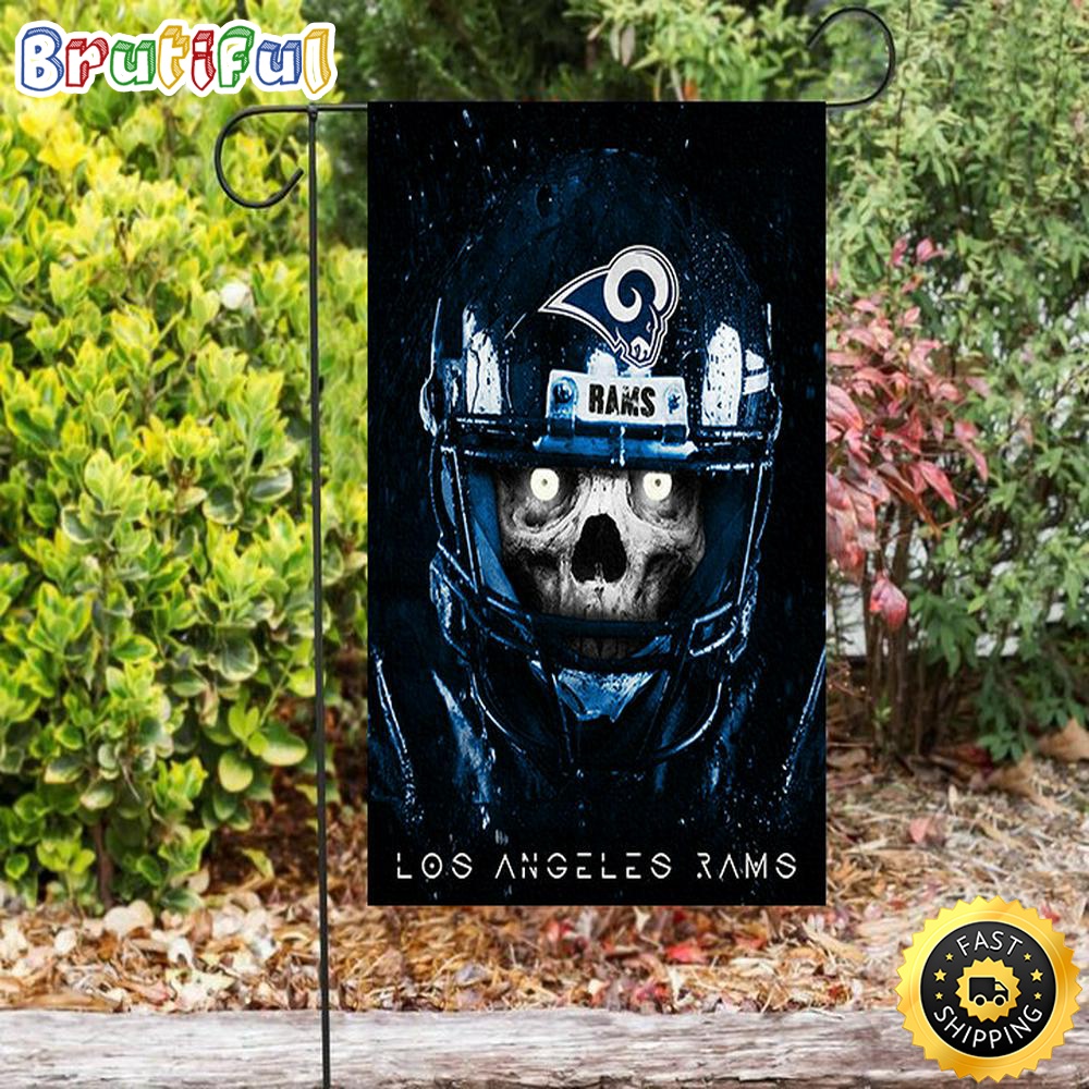 Nfl Garden Flags Los Angeles Rams Skull Wearing Helmet2 Double Sided Printing Garden Flag Rams Garden Flag