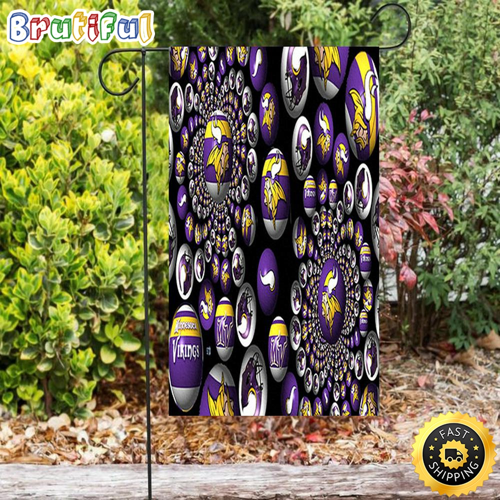 Nfl Garden Flags Minnesota Vikings Emblem Ball Double Sided Printing Garden Flag Minnesota Vikings Garden Flag