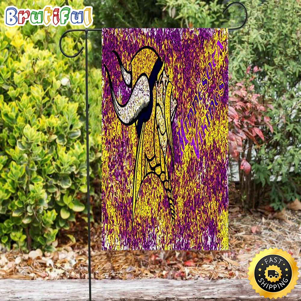 Nfl Garden Flags Minnesota Vikings Emblem Brush Oil Color Double Sided Printing Garden Flag Minnesota Vikings Garden Flag