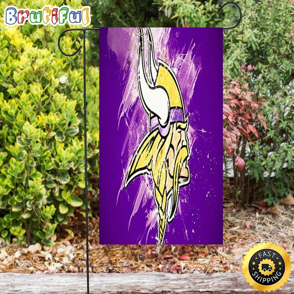 Nfl Garden Flags Minnesota Vikings Emblem Brush v3 Double Sided Printing Garden Flag Minnesota Vikings Garden Flag