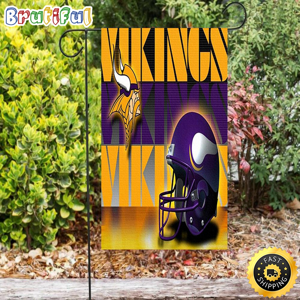 Nfl Garden Flags Minnesota Vikings Emblem Helmet Double Sided Printing Garden Flag Minnesota Vikings Garden Flag