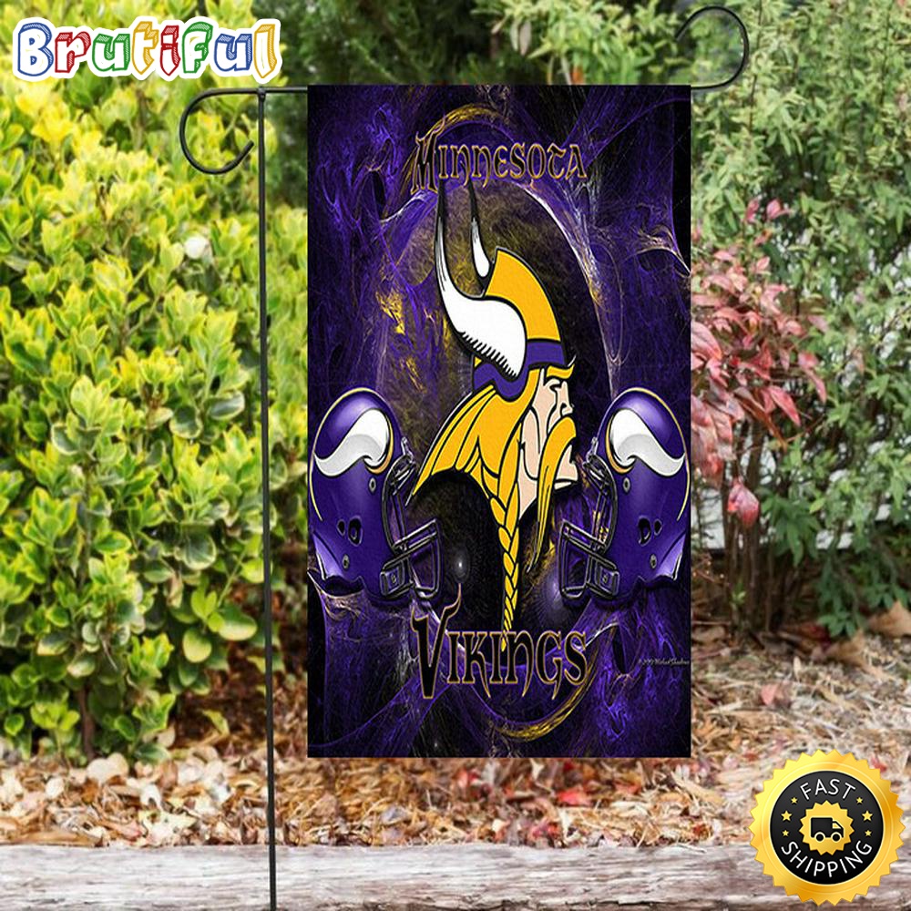 Nfl Garden Flags Minnesota Vikings Emblem Helmet v2 Double Sided Printing Garden Flag Minnesota Vikings Garden Flag