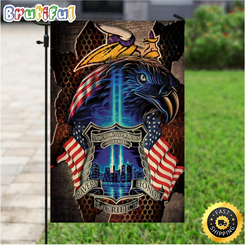 NFL Garden Flags Minnesota Vikings Specialized Flag For Honor Patriot Day We Will Never Forget