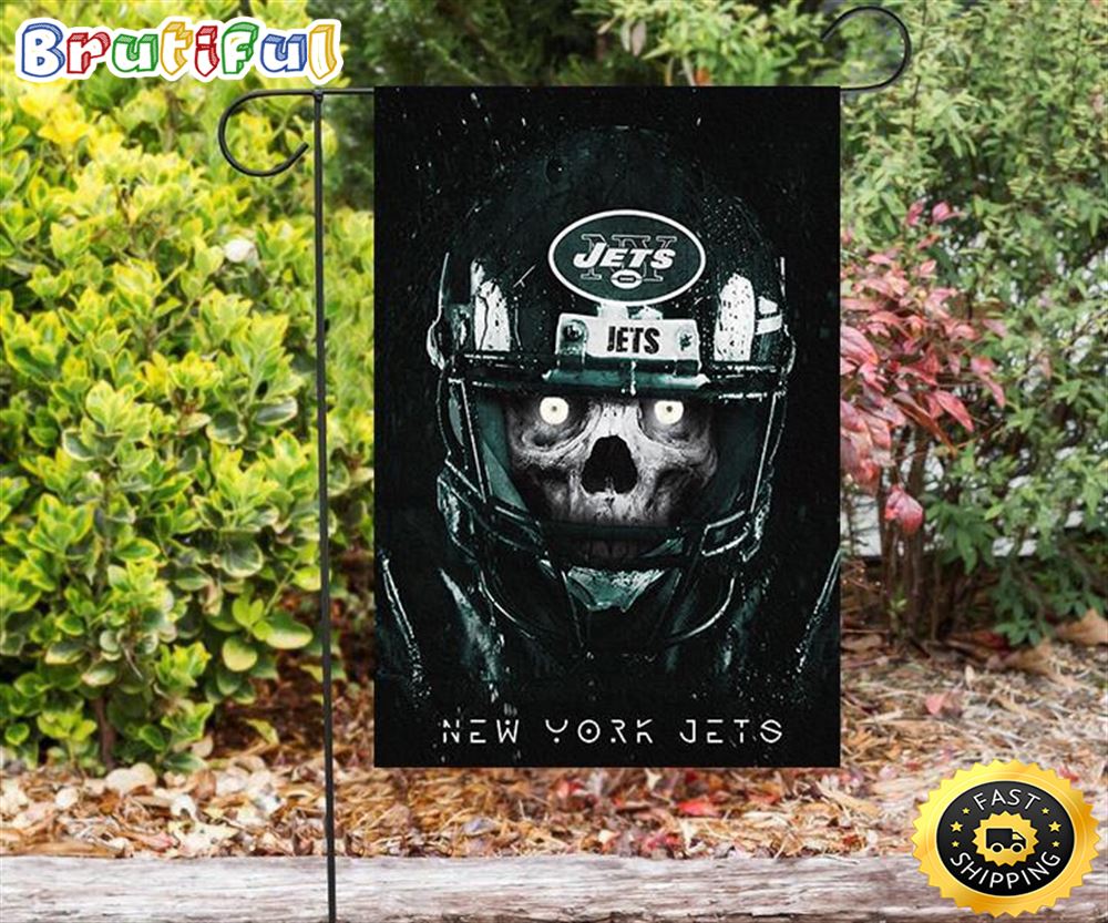 Nfl Garden Flags New York Jets Skull v26 Double Sided Printing Garden Flag Jets Garden Flags