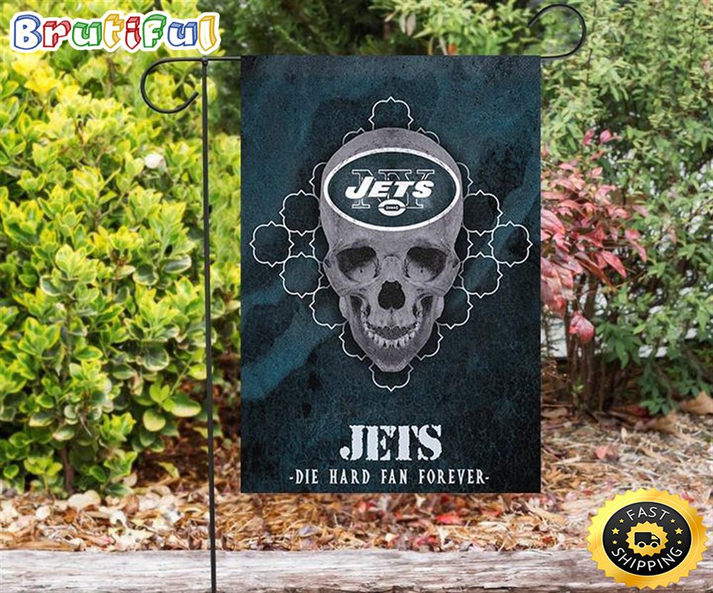 Nfl Garden Flags New York Jets Skull v41 Double Sided Printing Garden Flag Jets Garden Flags