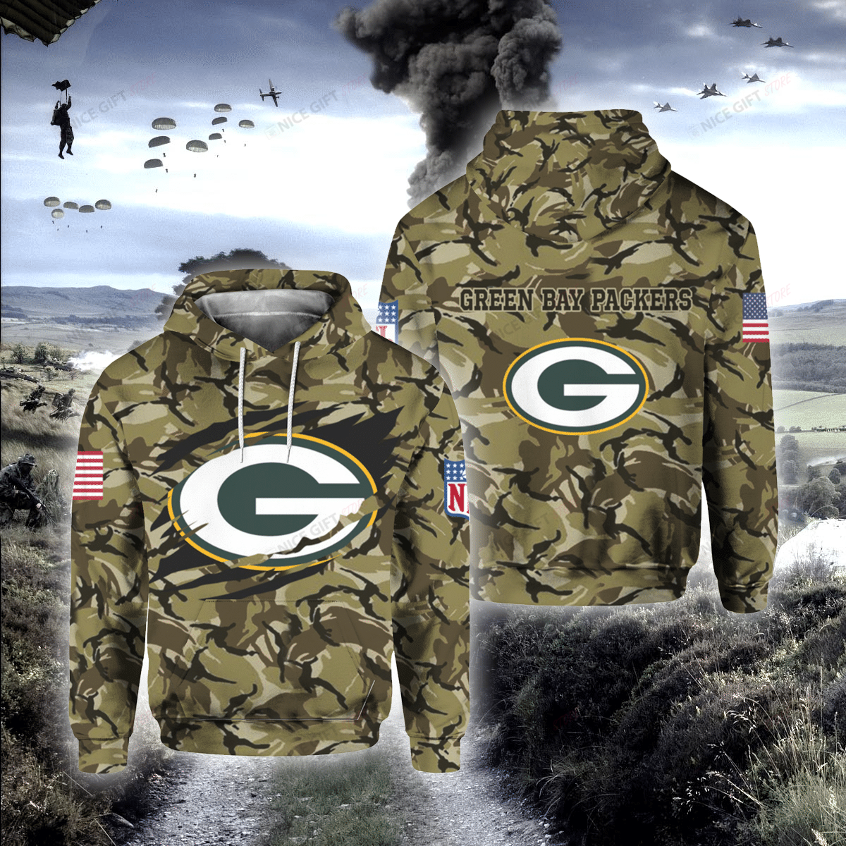 NFL Green Bay Packers Camouflage 3D Hoodie Gift For Fans