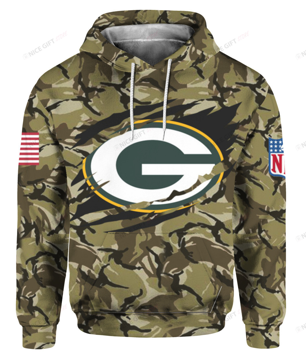NFL Green Bay Packers Camouflage 3D Hoodie Gift For Fans