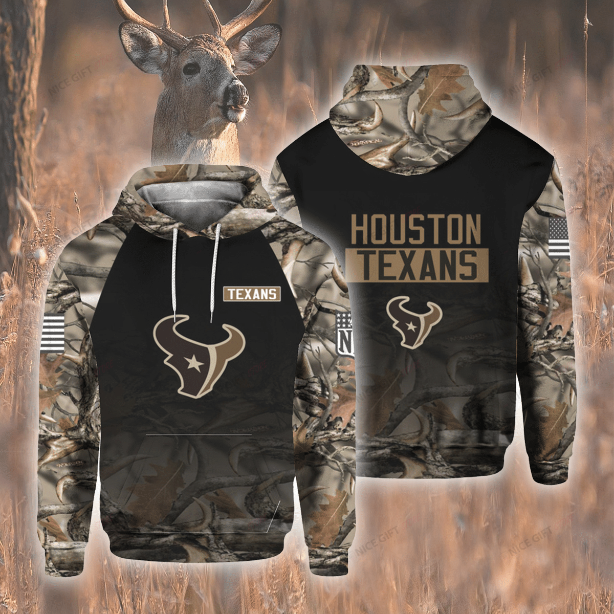 NFL Houston Texans Hunting 3D Hoodie Gift For Fans