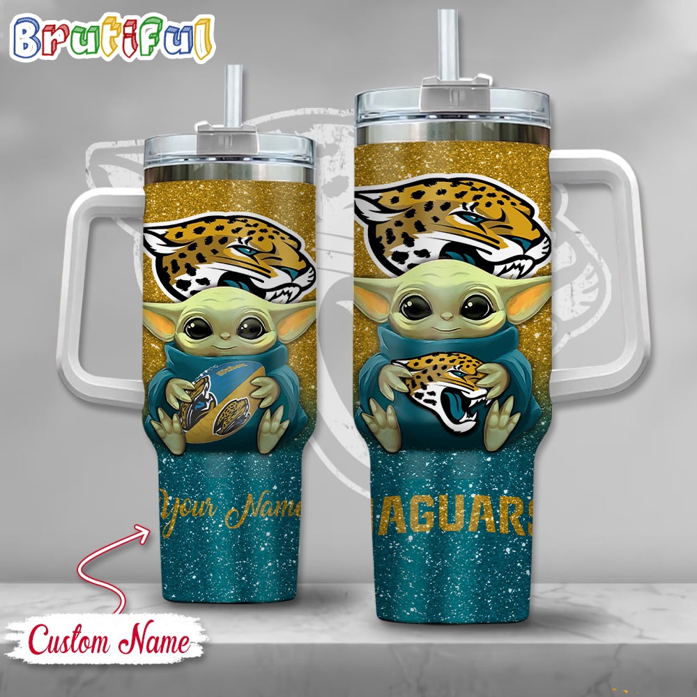 NFL Jacksonville Jaguars Tumbler Baby Yoda Customzed Handle Cup