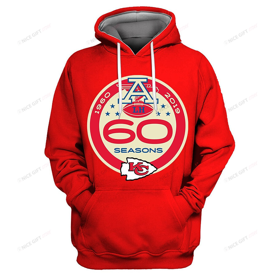 NFL Kansas City Chiefs 60 Seasons 3D Hoodie Gift For Fans
