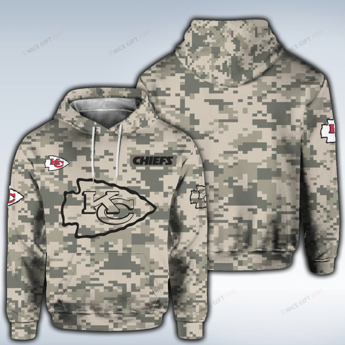 NFL Kansas City Chiefs Camouflage 3D Hoodie Gift For Fans