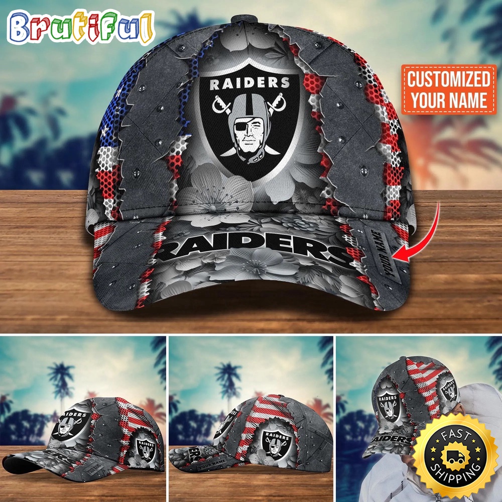 NFL Las Vegas Raiders Baseball Cap Custom Name Football Cap For Fans