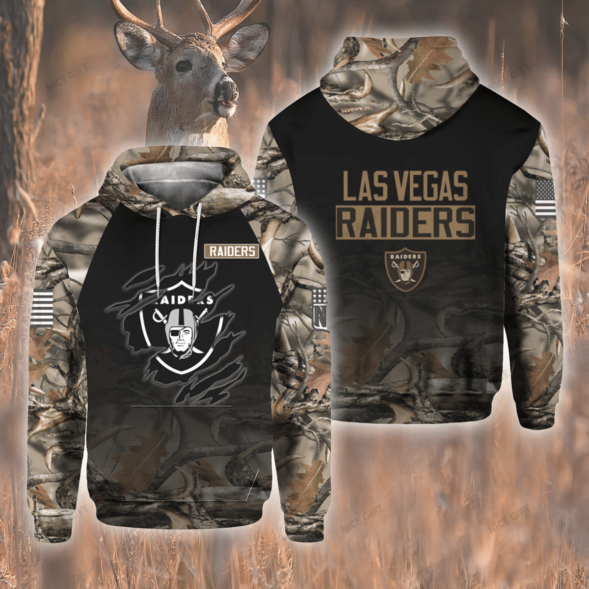 NFL Las Vegas Raiders Hunting 3D Hoodie Gift For Fans