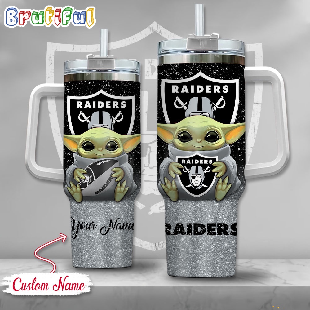 NFL Las Vegas Raiders Tumbler Baby Yoda Customzed Handle Cup