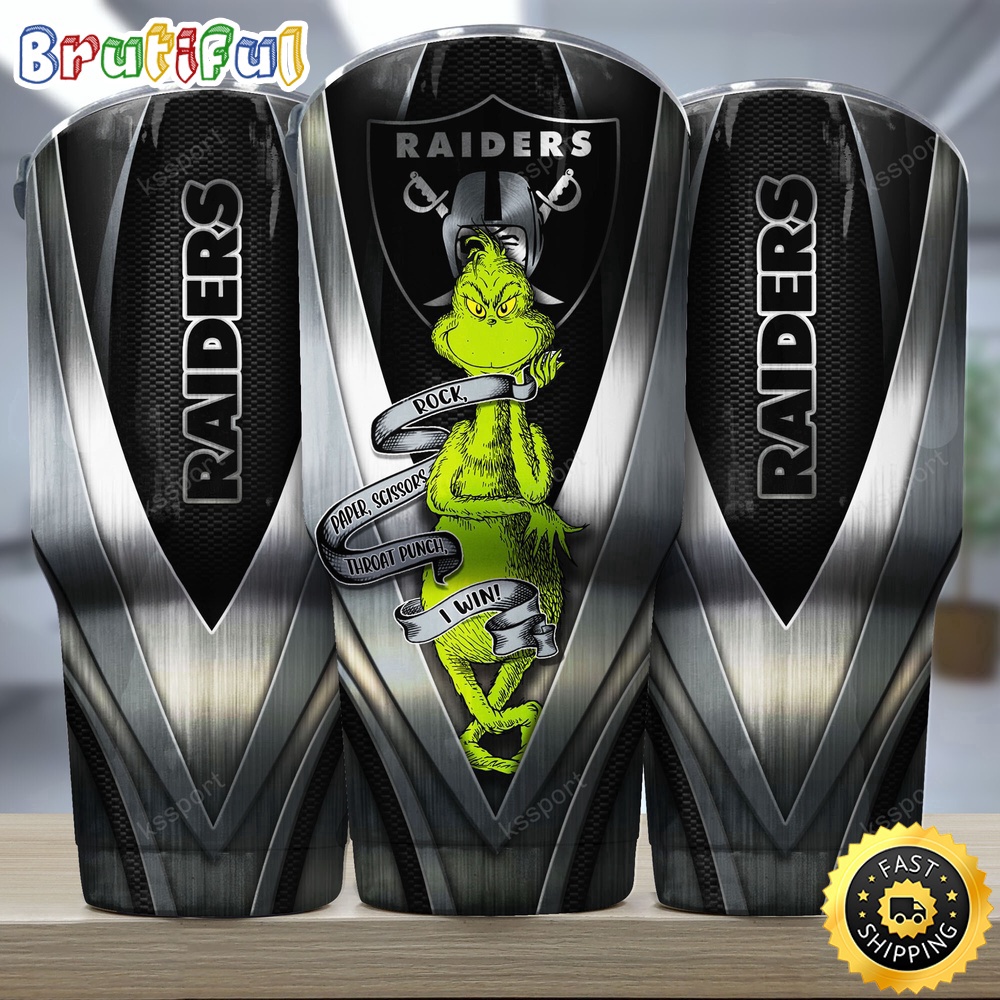 NFL Las Vegas Raiders Tumbler Grinch Nfl Tumbler Rock Paper Scissors Steel 2024 Trending