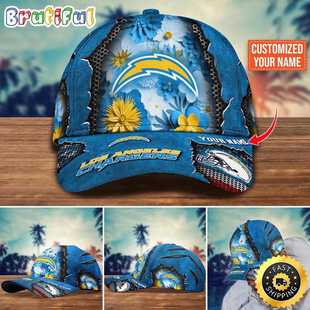 NFL Los Angeles Chargers Baseball Cap Flag Flower Trending Custom Cap