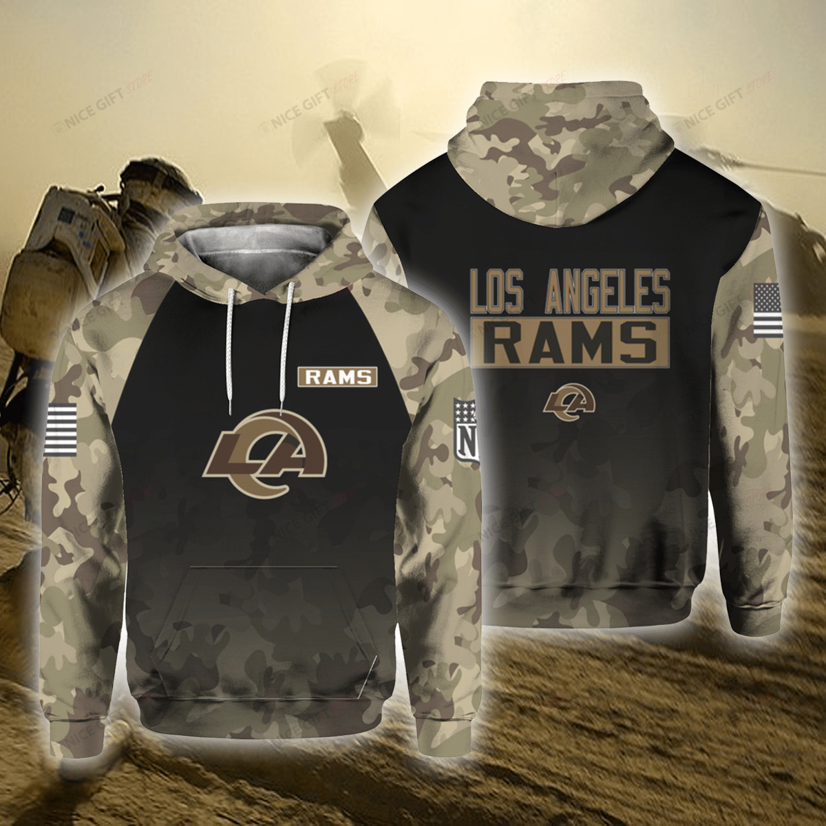 NFL Los Angeles Rams Camouflage 3D Hoodie Gift For Fans