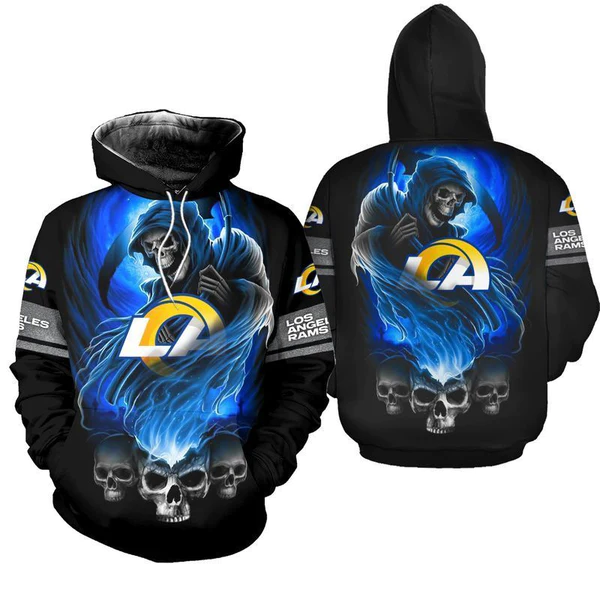 NFL Los Angeles Rams Skulls Devil Skeleton Gift For Fan 3D Hoodie