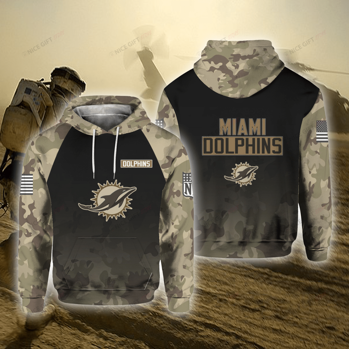 NFL Miami Dolphins Camouflage 3D Hoodie Gift For Fans