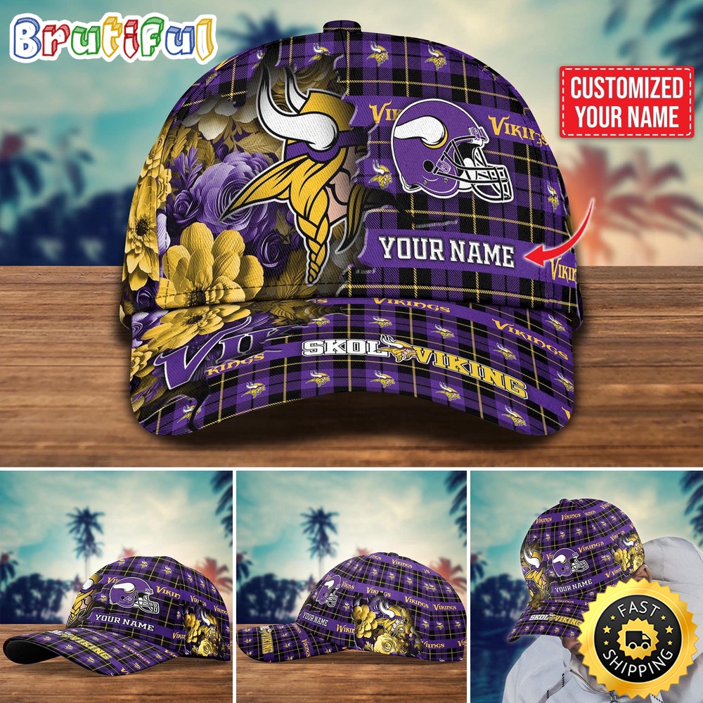 NFL Minnesota Vikings Baseball Cap Flower Trending Custom Cap