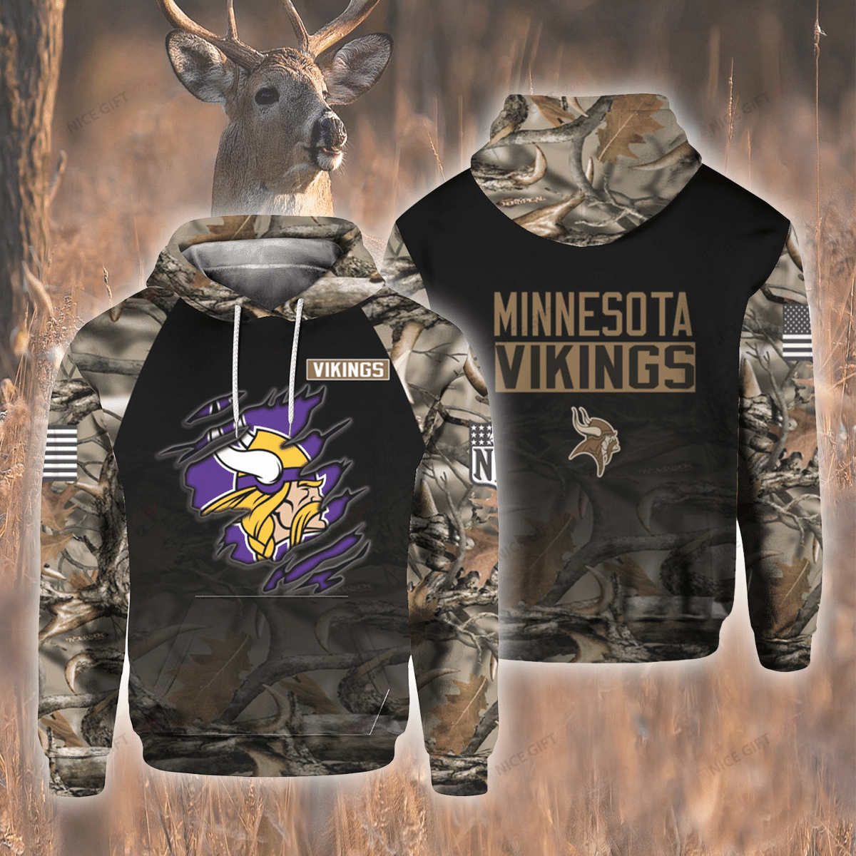 NFL Minnesota Vikings Hunting 3D Hoodie Gift For Fans