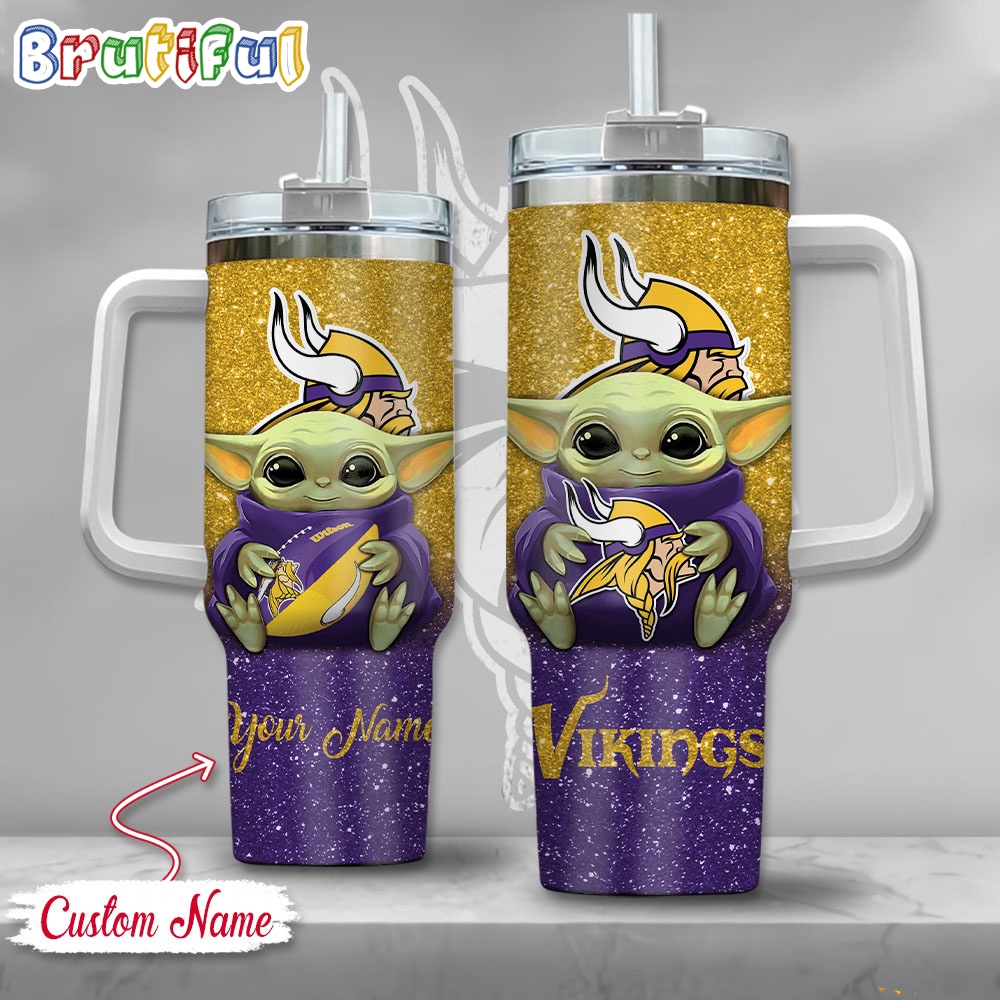 NFL Minnesota Vikings Tumbler Baby Yoda Customzed Handle Cup