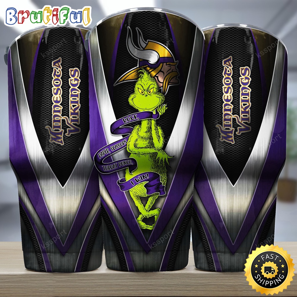 NFL Minnesota Vikings Tumbler Grinch Nfl Tumbler Rock Paper Scissors Steel 2024 Trending