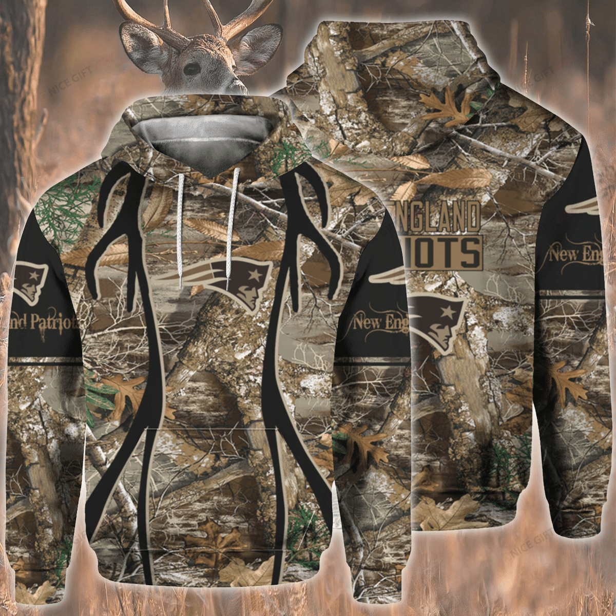 NFL New England Patriots Hunting 3D Hoodie Gift For Fans