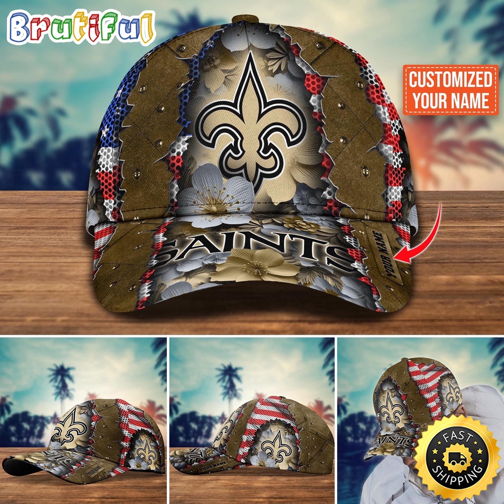 NFL New Orleans Saints Baseball Cap Custom Name Football Cap For Fans