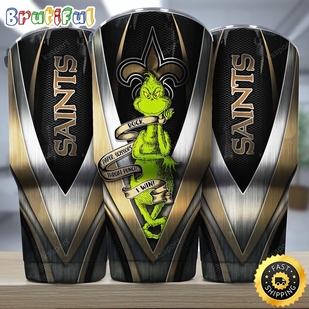 NFL New Orleans Saints Tumbler Grinch Nfl Tumbler Rock Paper Scissors Steel 2024 Trending