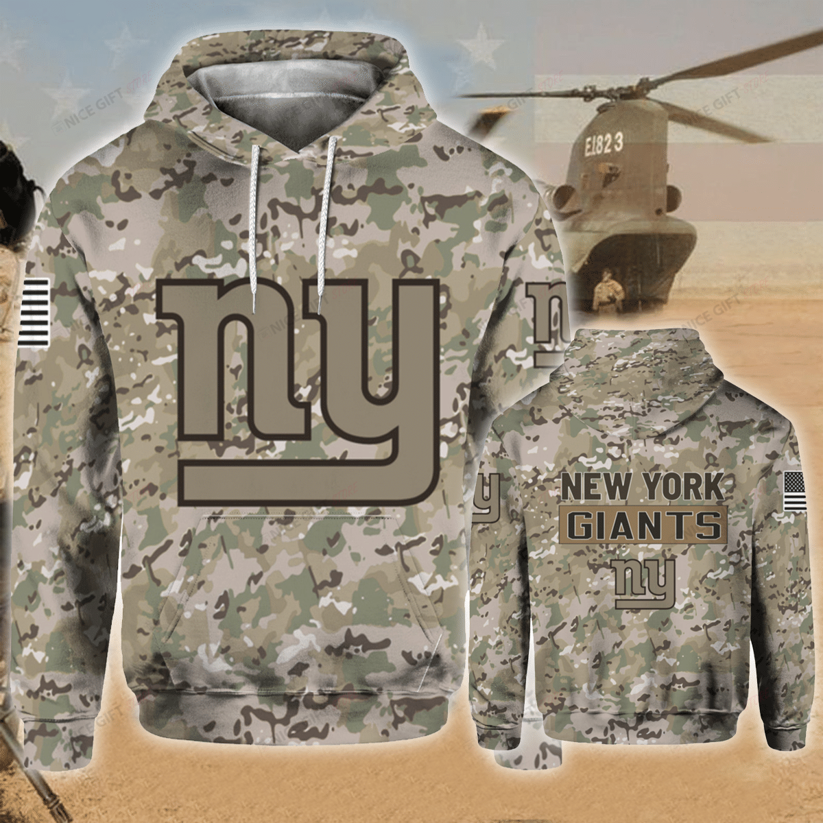 NFL New York Giants Camouflage 3D Hoodie Gift For Fans