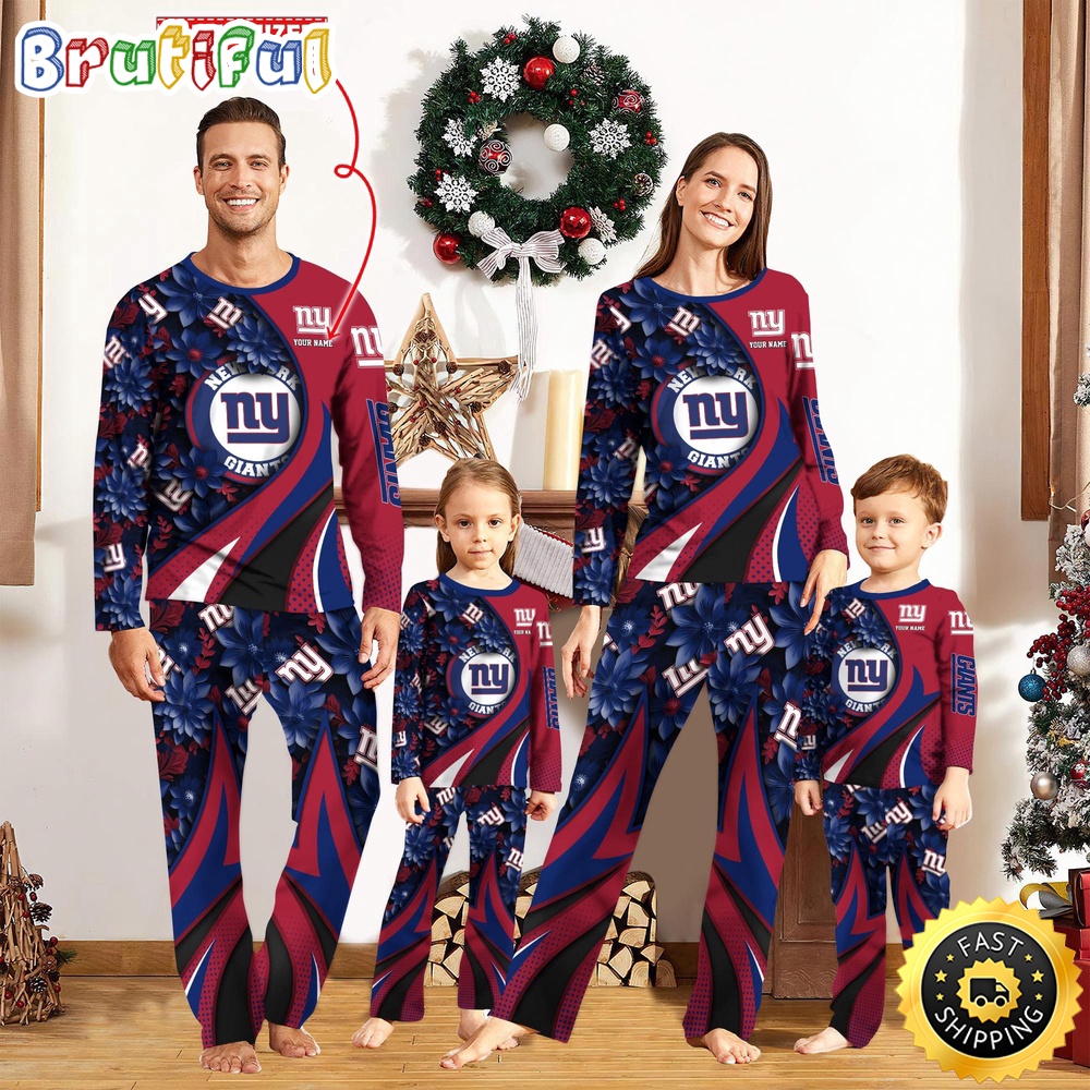 NFL New York Giants Custom Pajamas Flower For Family Custom Name Custom Pajamas