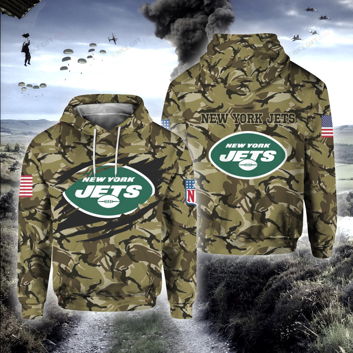 NFL New York Jets Camouflage 3D Hoodie Gift For Fans