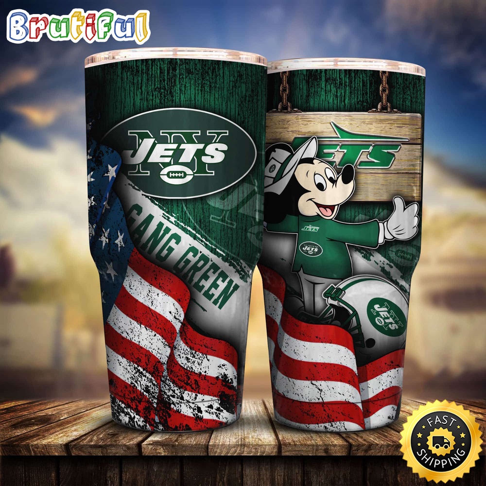 NFL New York Jets Tumbler Mickey Mouse Tumbler For Fans