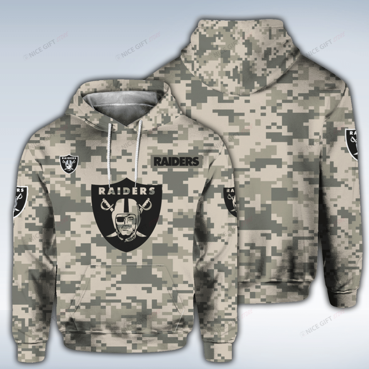NFL Oakland Raiders Camouflage 3D Hoodie Gift For Fans