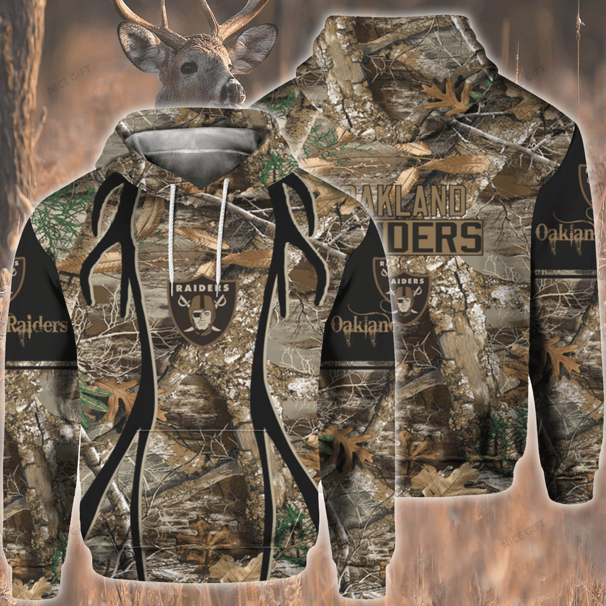NFL Oakland Raiders Hunting 3D Hoodie Gift For Fans