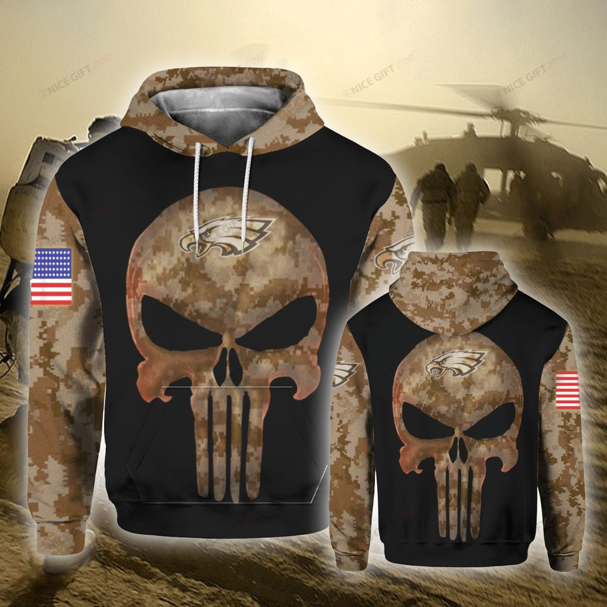 NFL Philadelphia Eagles Camouflage 3D Hoodie Gift For Fans