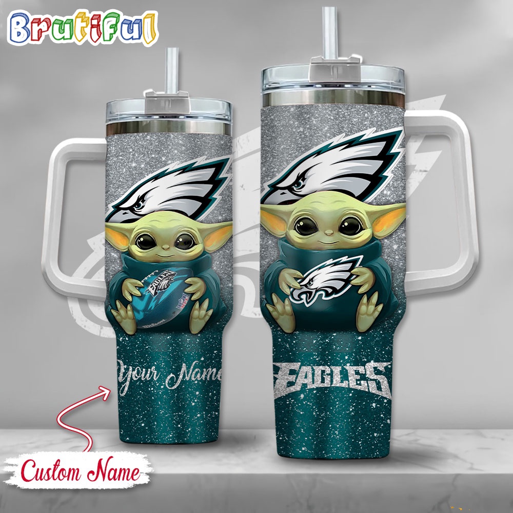 NFL Philadelphia Eagles Tumbler Baby Yoda Customzed Handle Cup