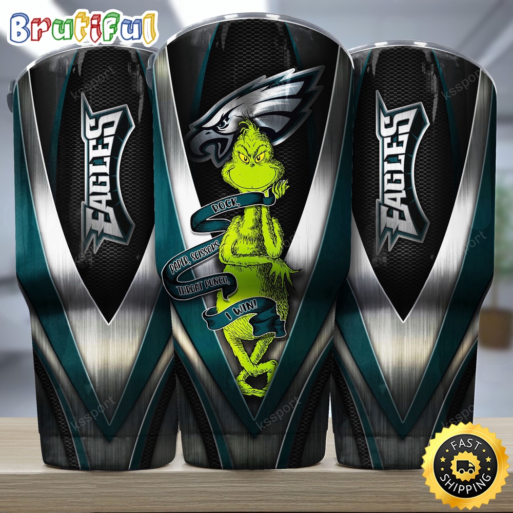 NFL Philadelphia Eagles Tumbler Grinch Nfl Tumbler Rock Paper Scissors Steel 2024 Trending
